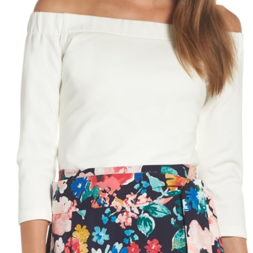 Eliza J cream off the shoulder Blouse size 6